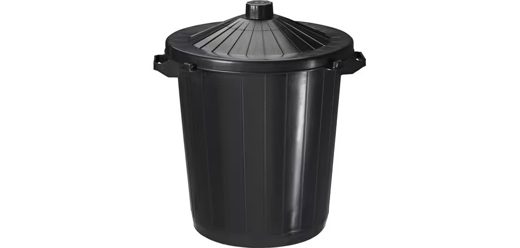 Papelera redonda exterior de PVC negro de 75 litros Rossignol