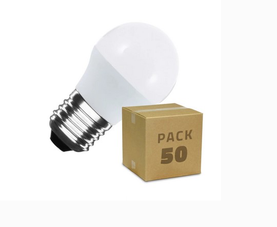 Caja De 50 Bombillas Led E27 G45 5W Blanco