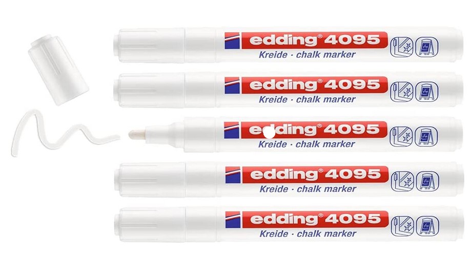 Edding 4095 Marcador De Tiza Juego De 5 Und - Blanco - Rotuladores De Tiza